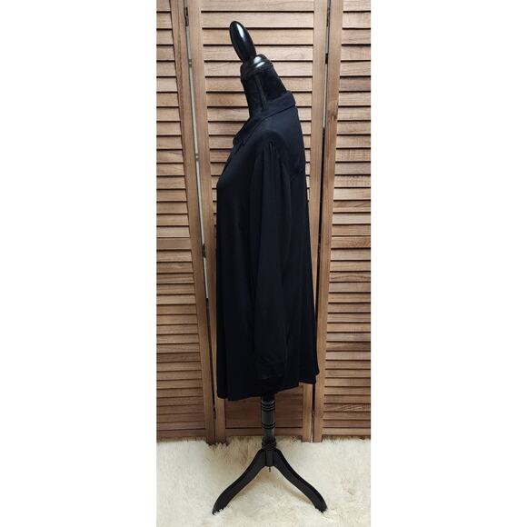 Torrid 1 (1X) Women's Midi Tunic Dress Button-Up Long-Sleeve Classic Black Top - Picture 5 of 8